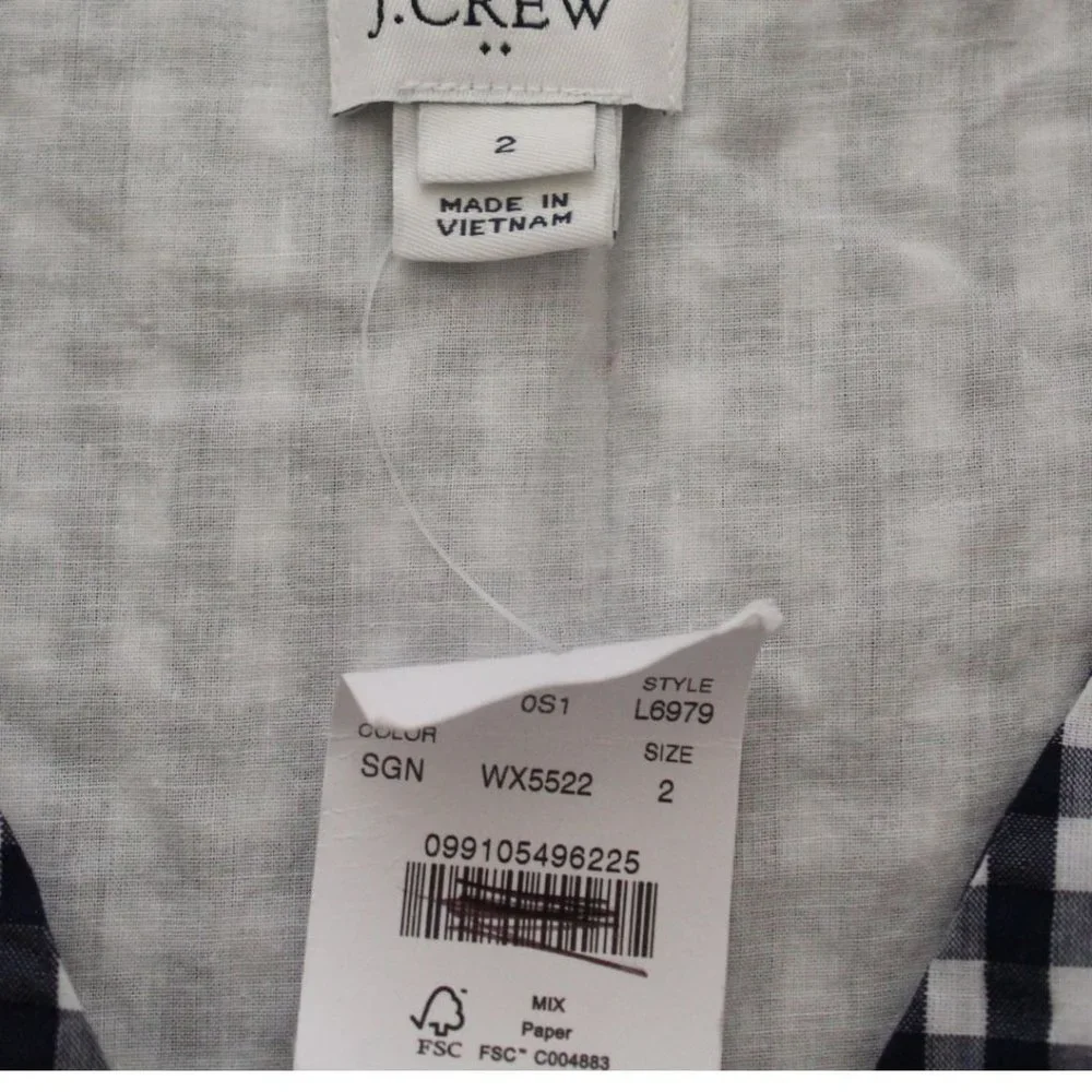J CREW Gingham Mini Dress Button Down New Preppy Sz 2 Office